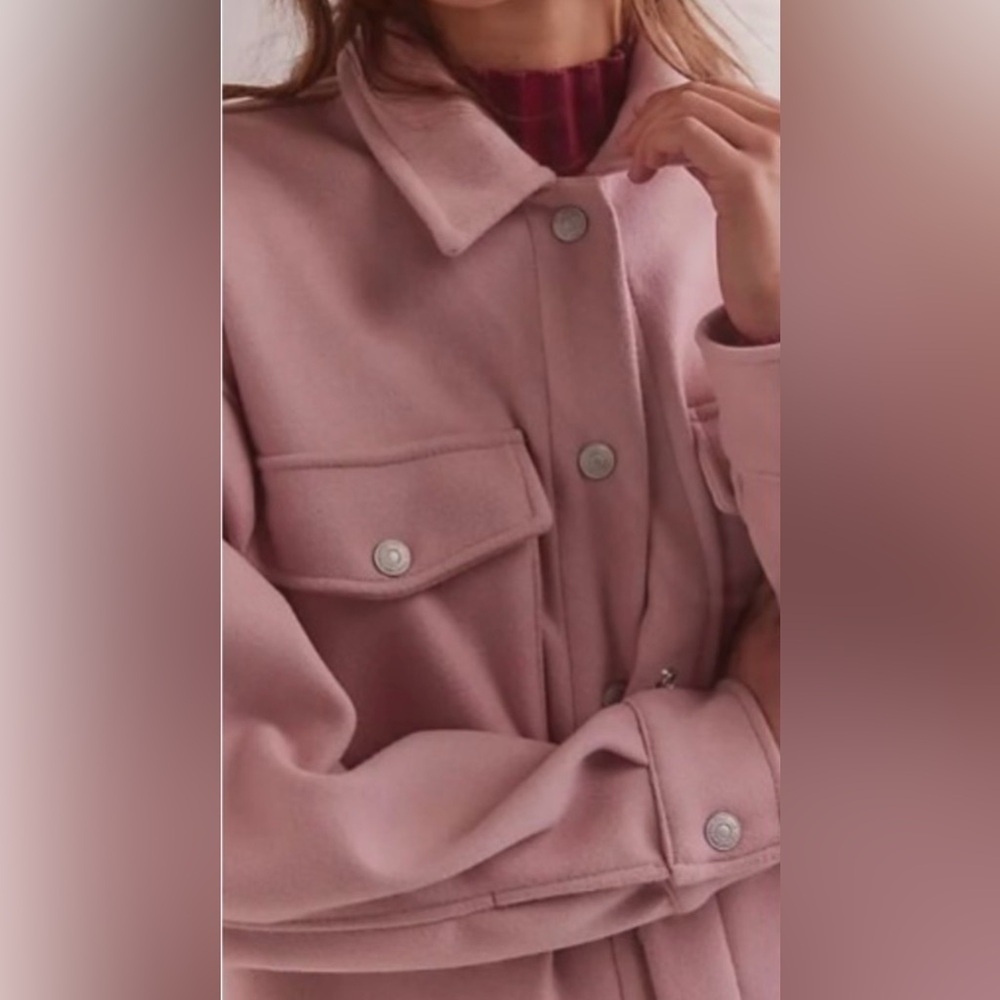 NEW Free People M We the Free Lola Shirt Jacket in Ballet 🩰 Pink Snap Button - Picture 4 of 8